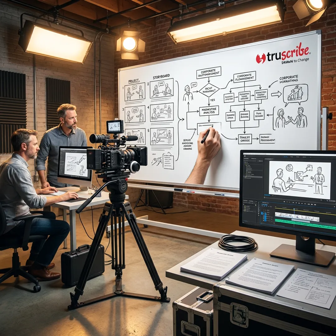 Whiteboard video production team creating an explainer video