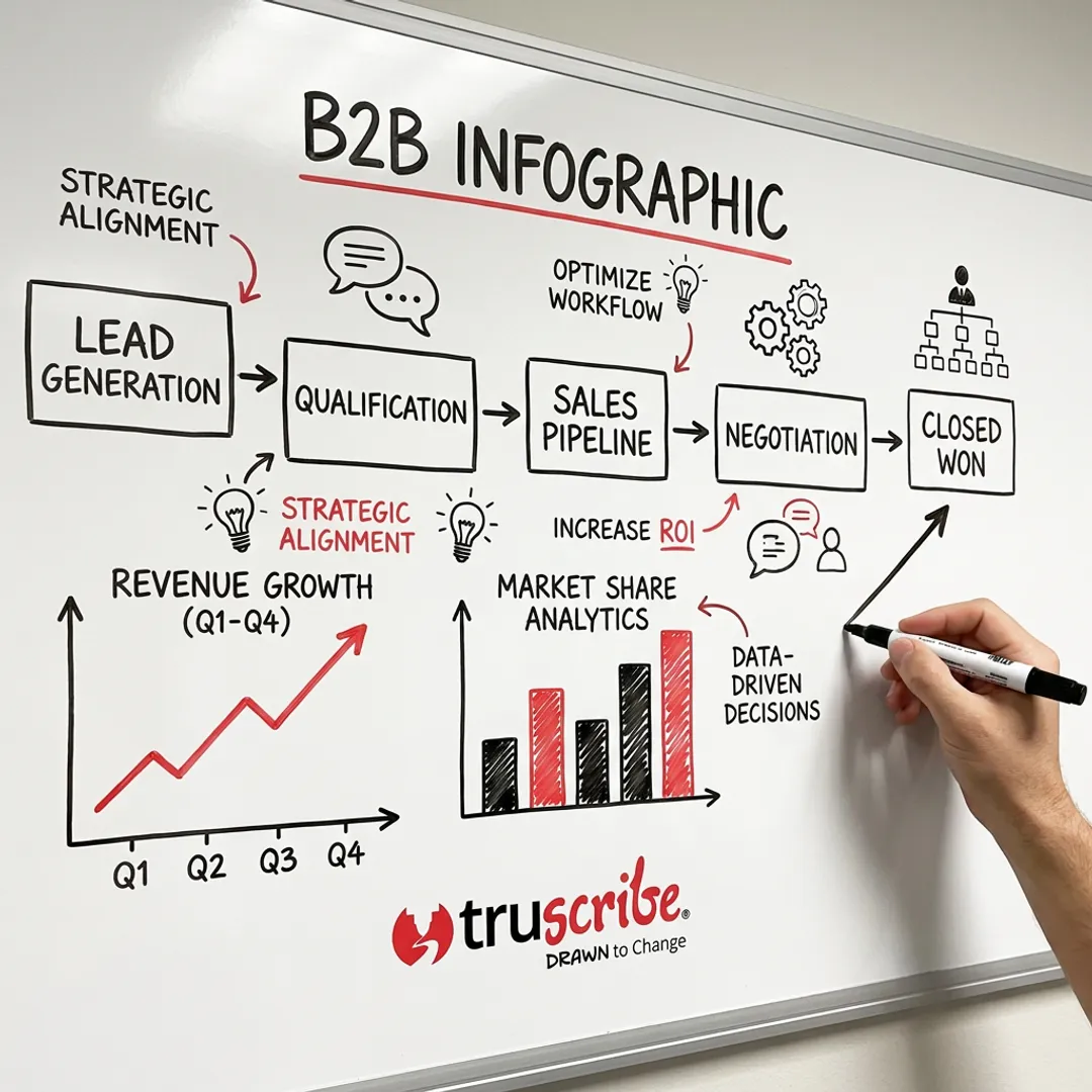 Hand-drawn B2B infographic concept