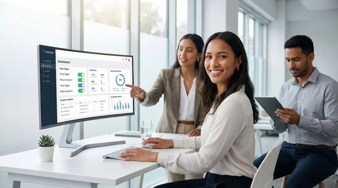 Enterprise compliance team configuring AI governance policies on central management platform