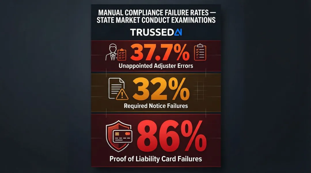 Three insurance compliance failure rates from state market conduct examinations