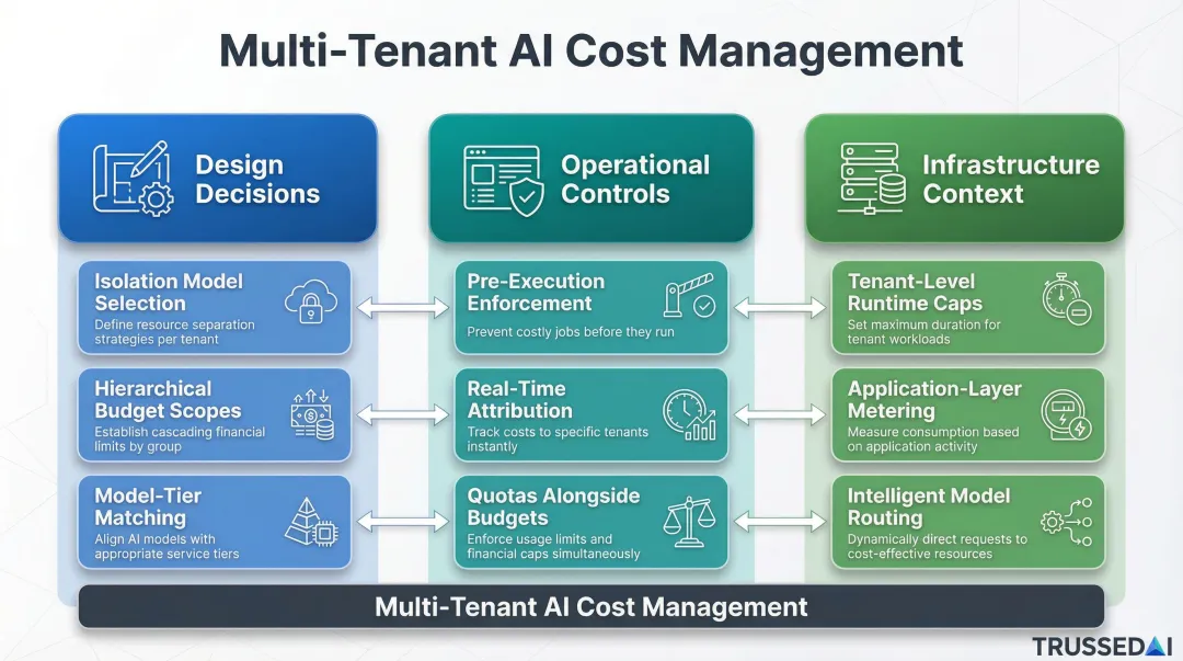 Three-category multi-tenant AI cost reduction strategy framework design operations infrastructure