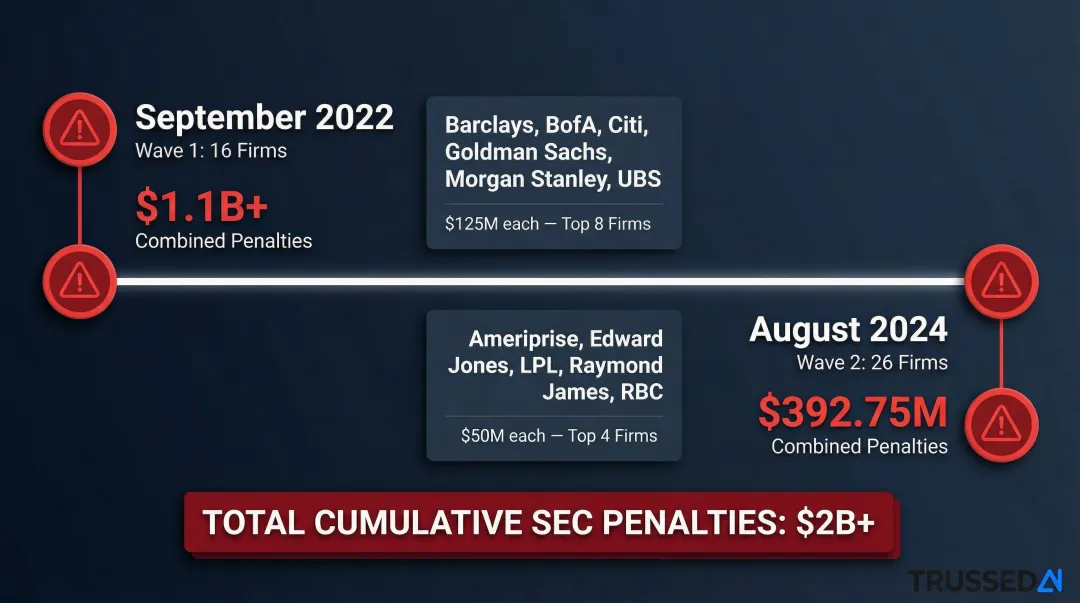 SEC off-channel communications enforcement actions timeline penalties 2022 to 2024