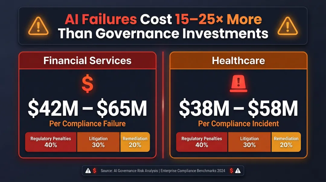 AI compliance failure costs breakdown by industry financial services healthcare comparison