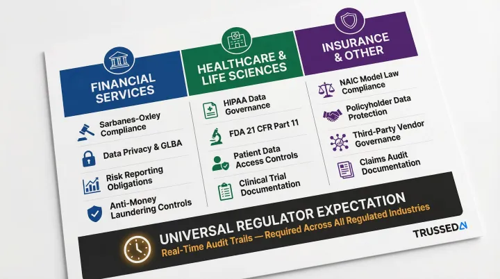 Regulated industry AI governance requirements comparison across financial Solution healthcare and insurance