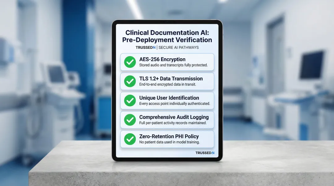 Clinical documentation AI HIPAA compliance five-point pre-deployment verification checklist