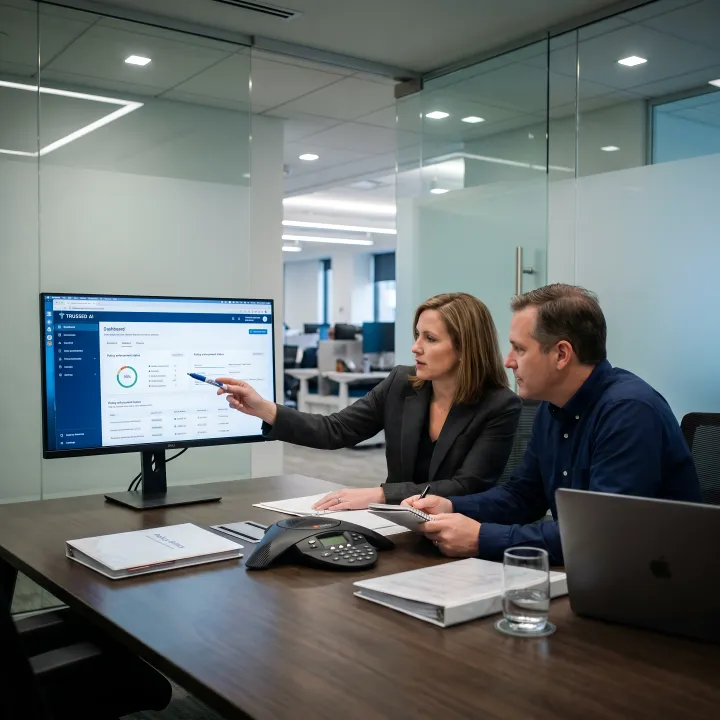 Legal team reviewing governed AI workflows