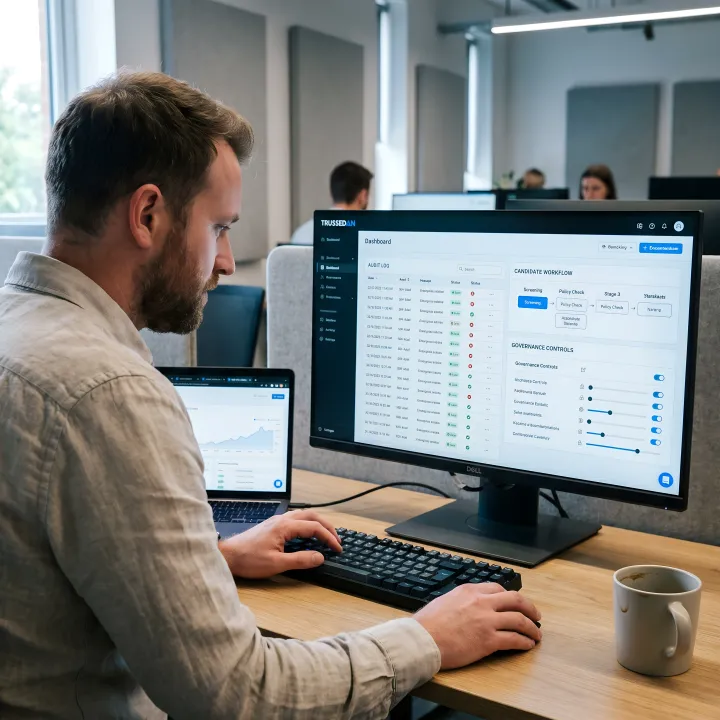 AI governance dashboard for HR recruitment platform