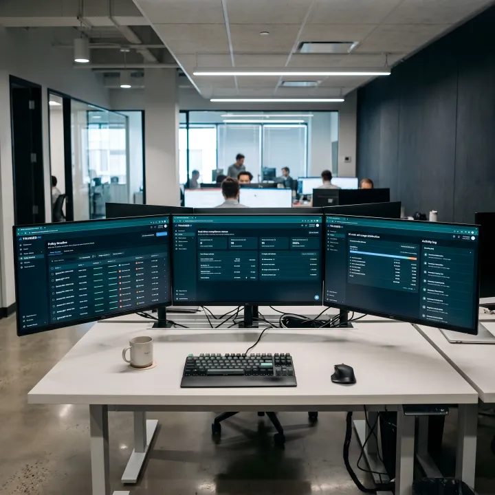 Enterprise AI compliance monitoring dashboard showing real-time policy enforcement for eCommerce platforms