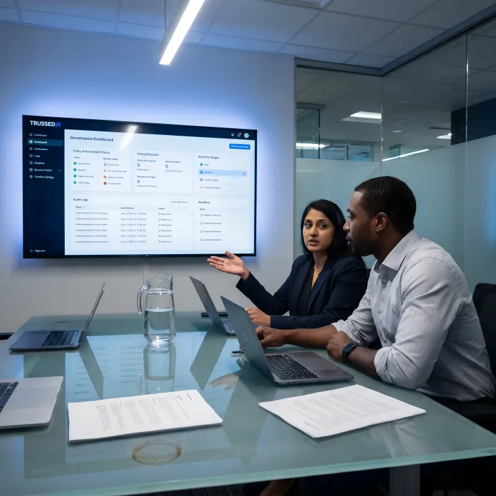 Bank AI governance dashboard and compliance review