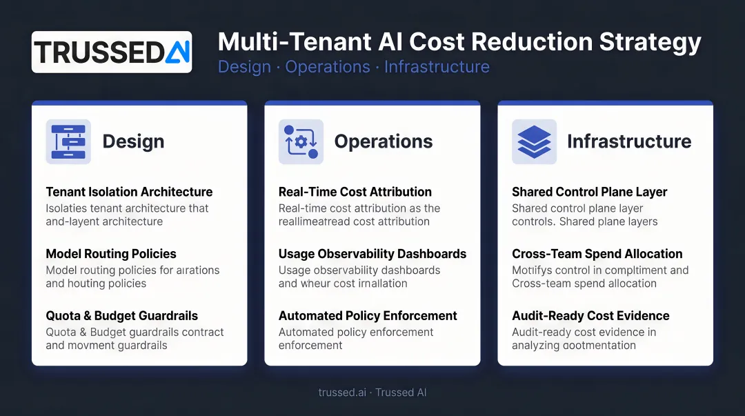 Three-category multi-tenant AI cost reduction strategy framework design operations infrastructure