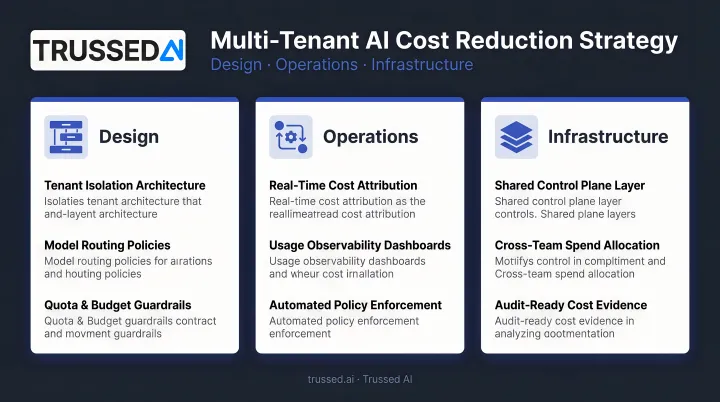 Three-category multi-tenant AI cost reduction strategy framework design operations infrastructure
