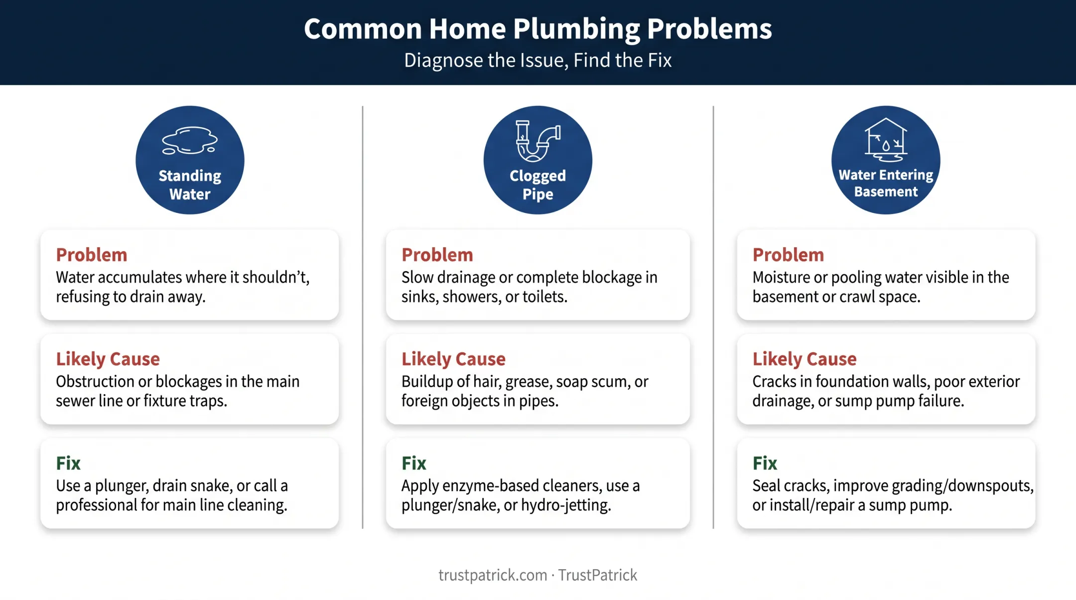 Common foundation drain problems causes and fixes comparison chart