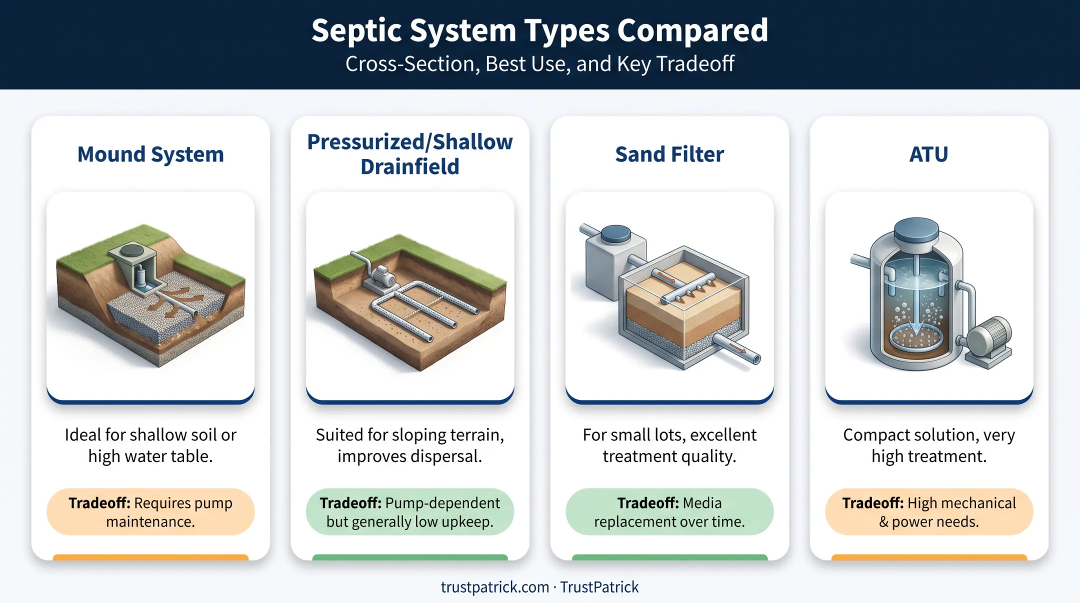 Comparison of mound pressurized drainfield sand filter and ATU septic systems