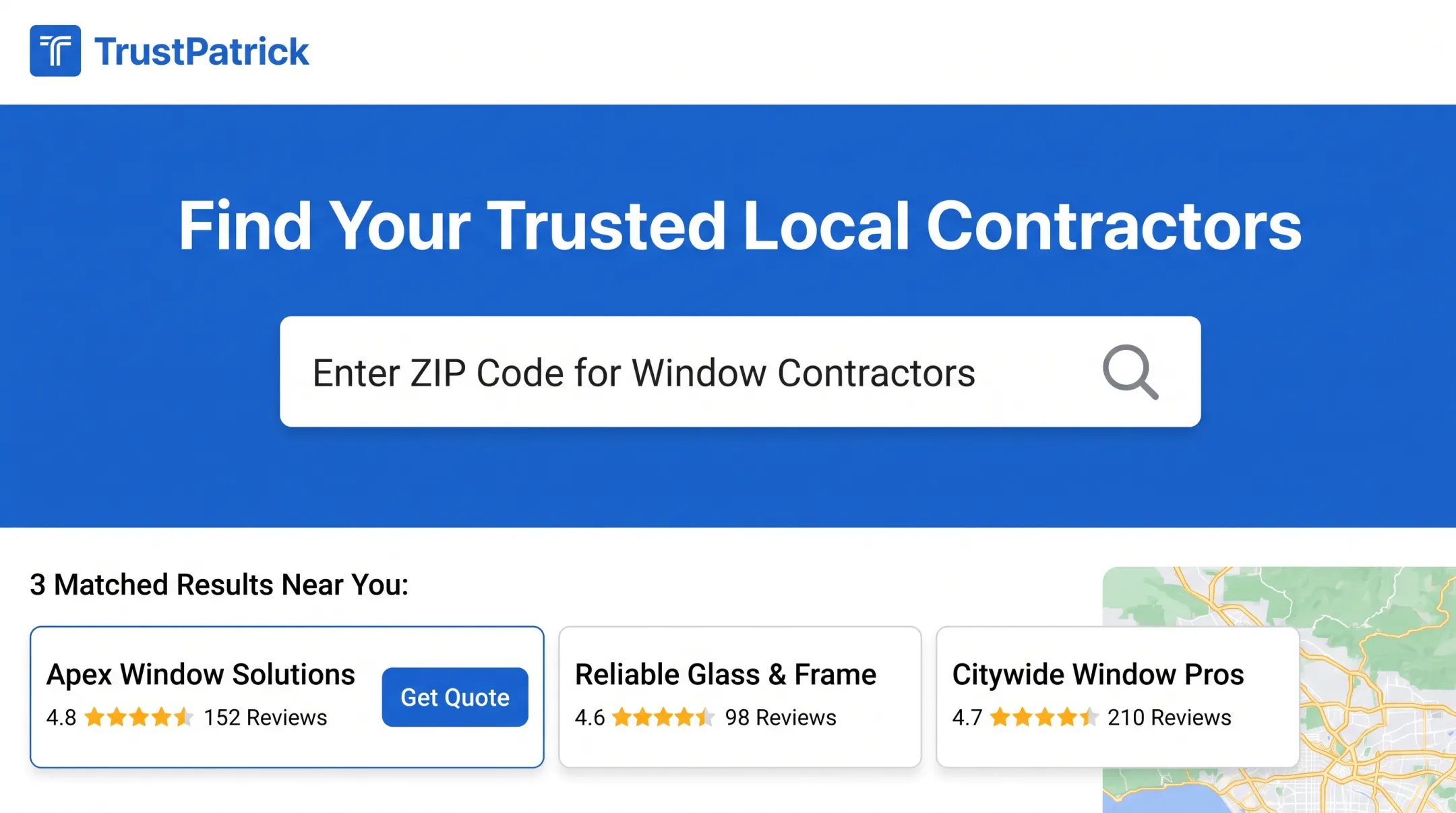 TrustPatrick platform matching homeowners with local window contractors