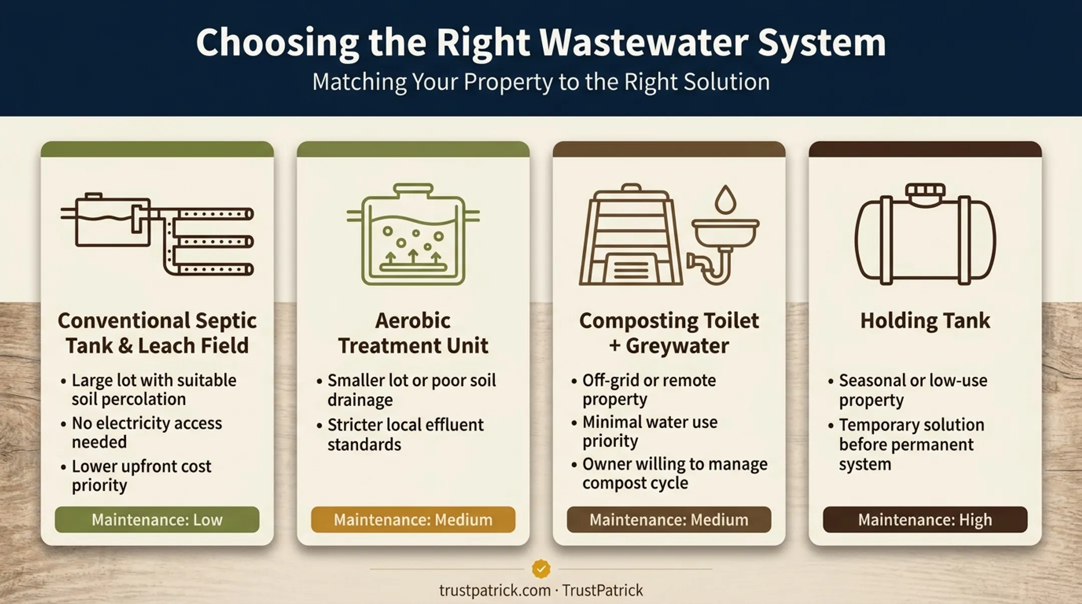 Comparison of four septic system types for tiny homes