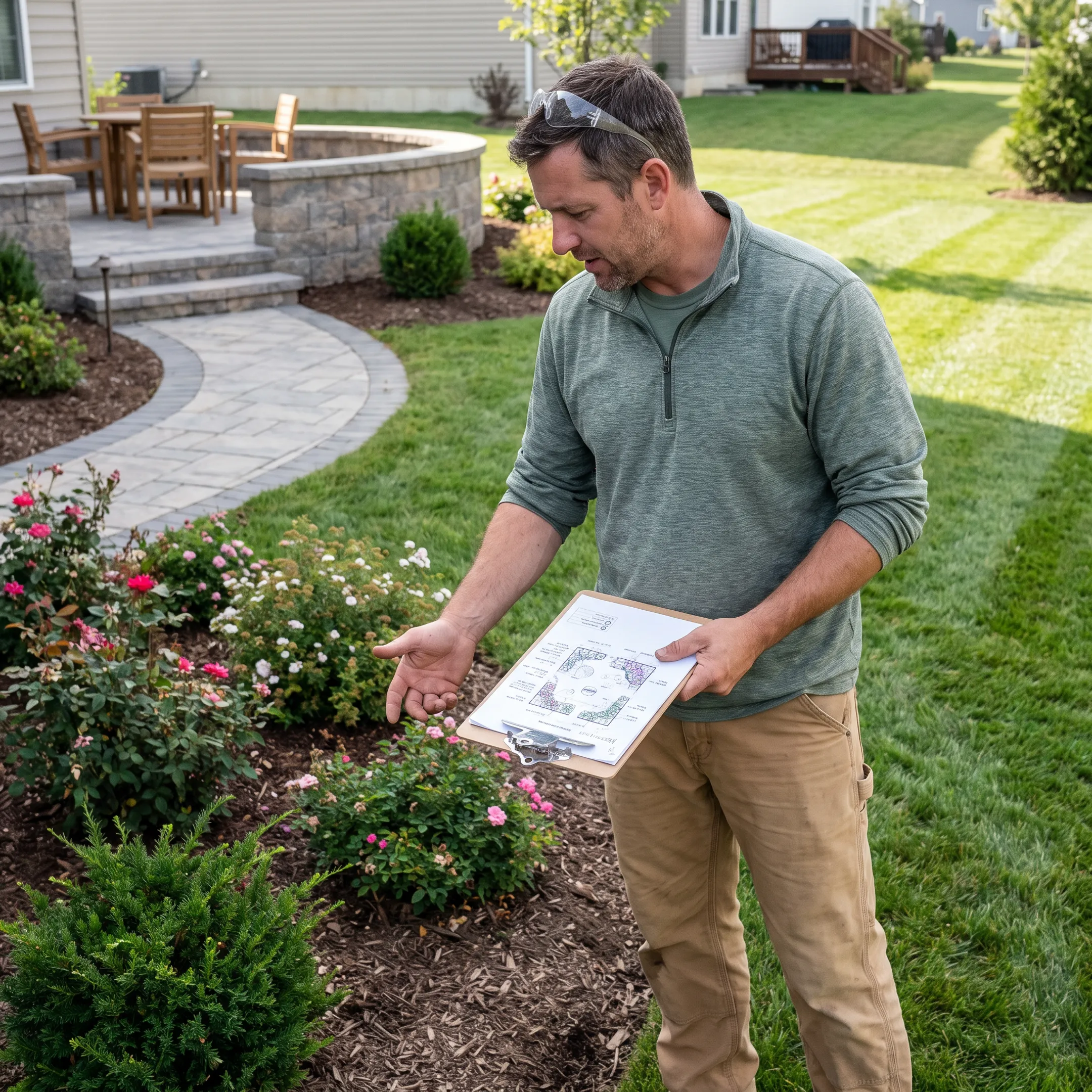 Landscaping professional planning a residential yard
