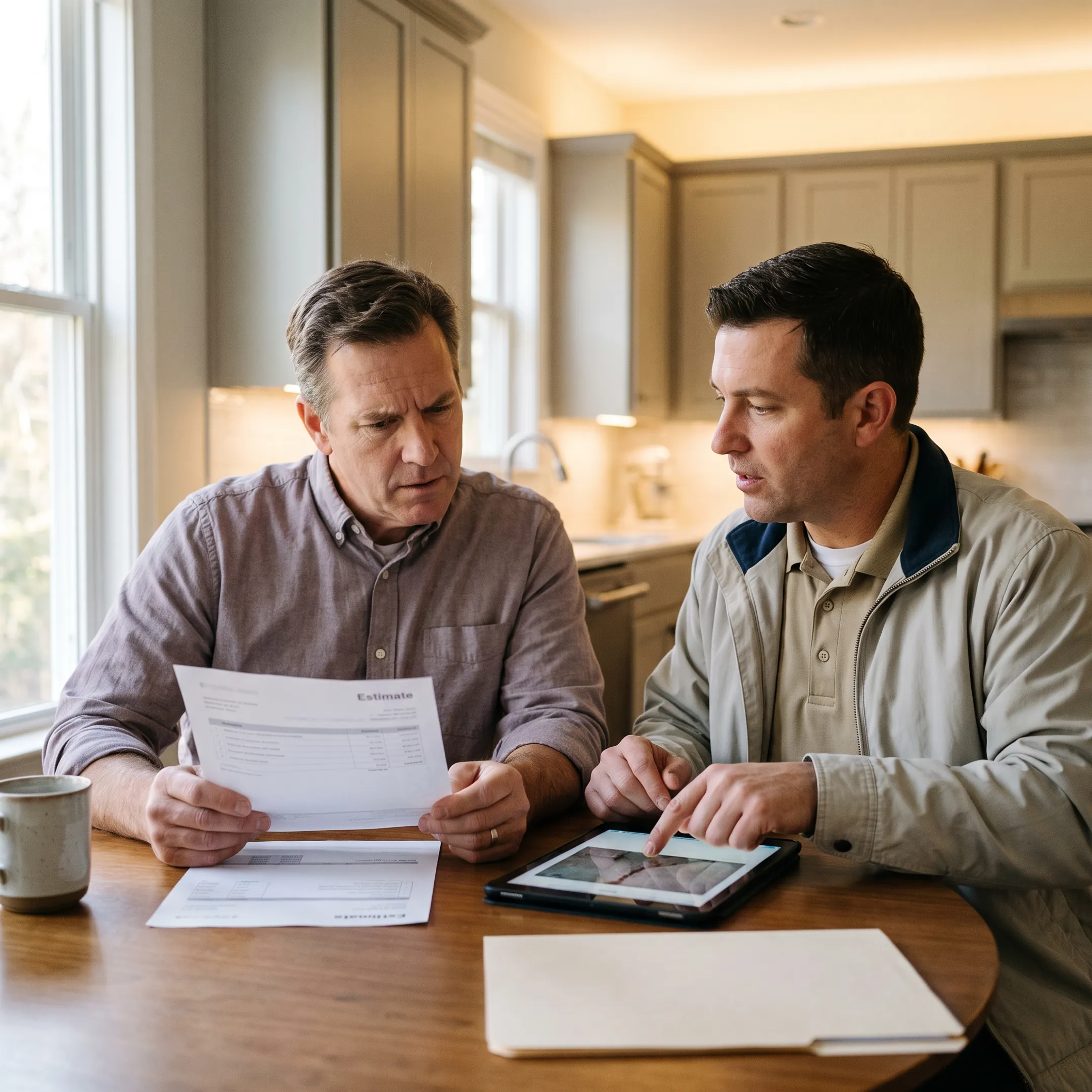 Homeowner reviewing foundation repair estimates