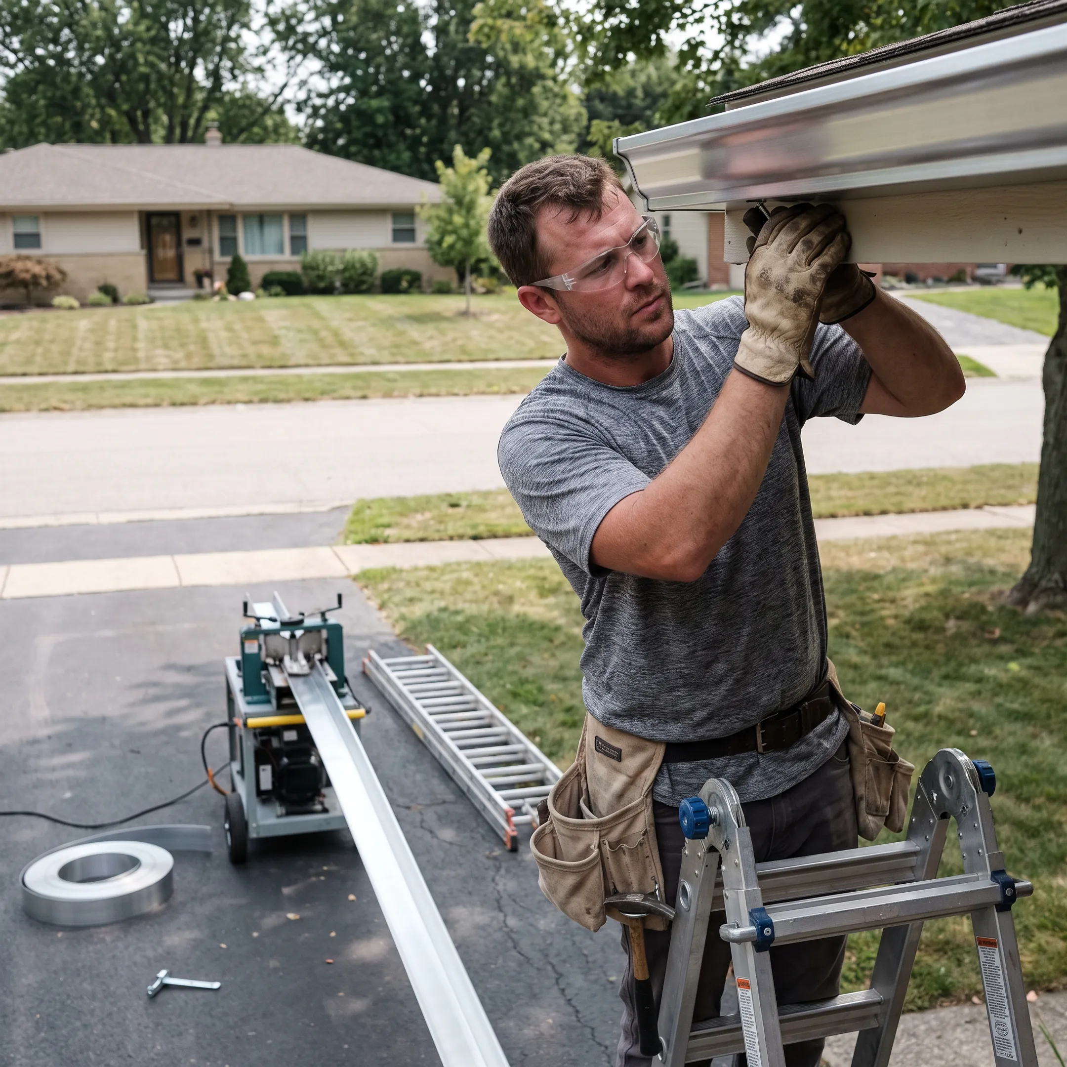 New seamless gutters installed on an Austin home