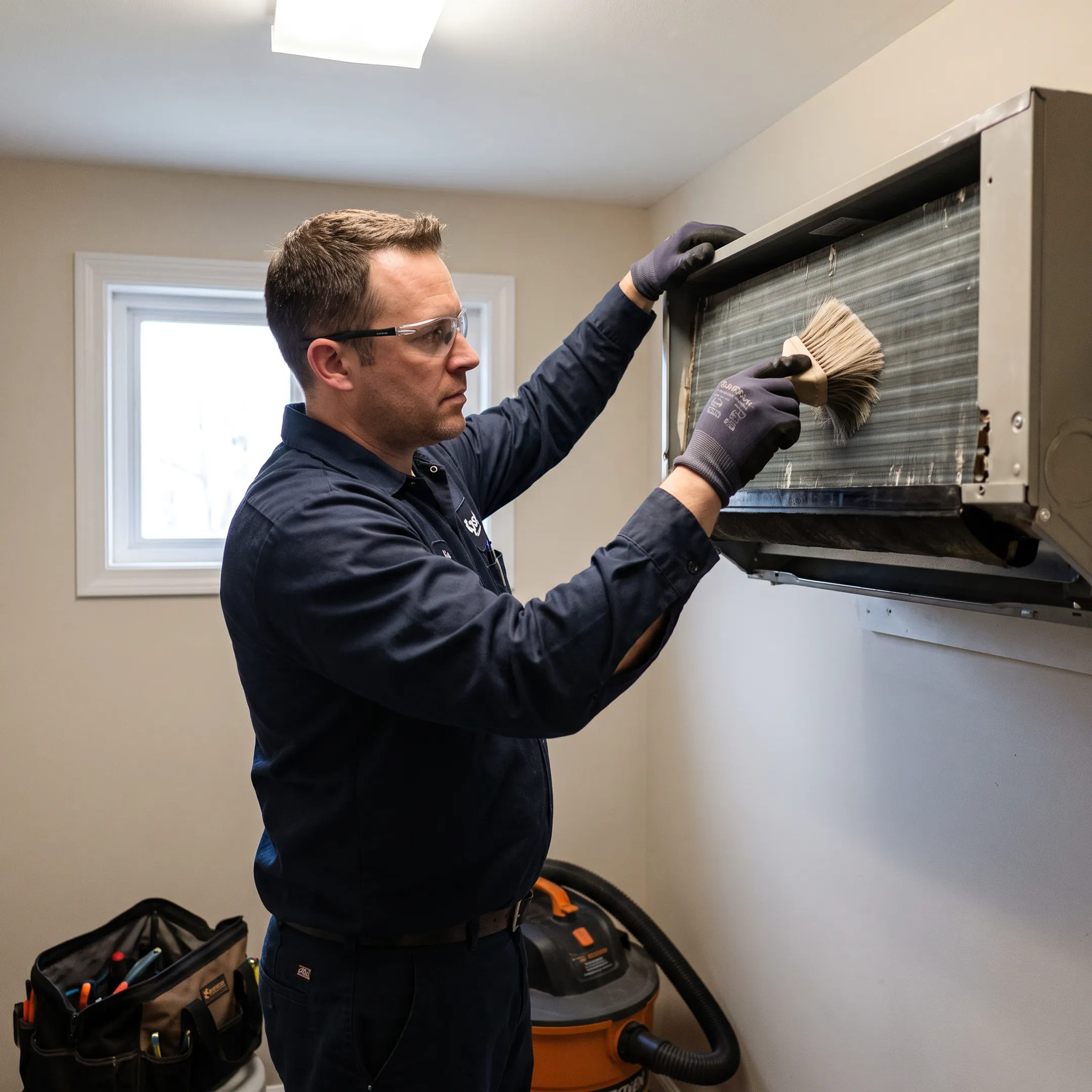 HVAC professional cleaning indoor AC components