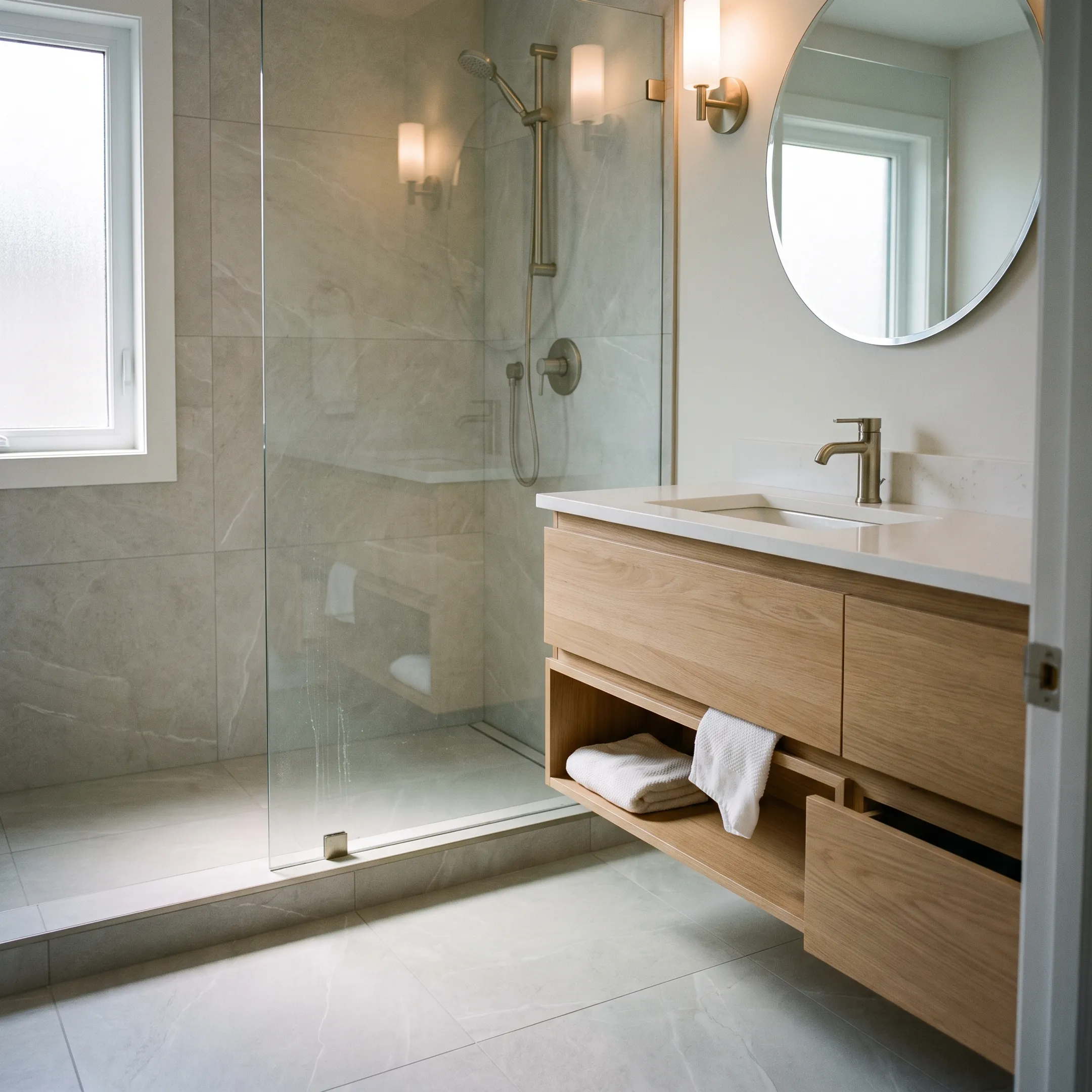 Modern bathroom with professionally installed tile