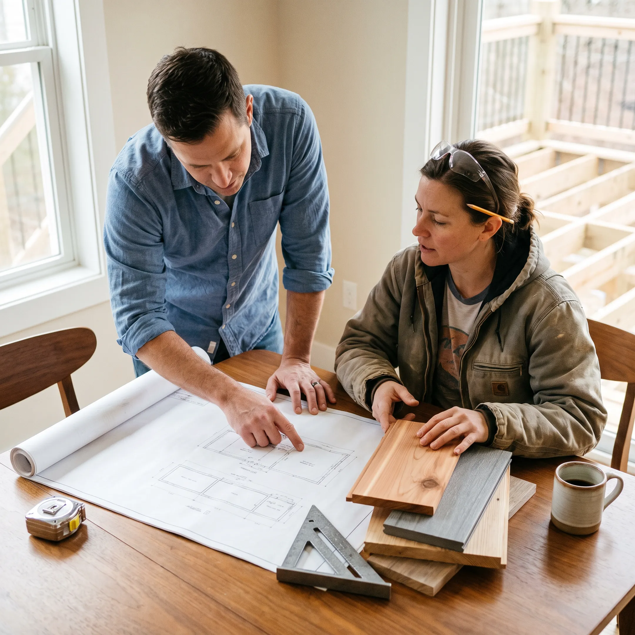 Homeowner discussing a carpentry project