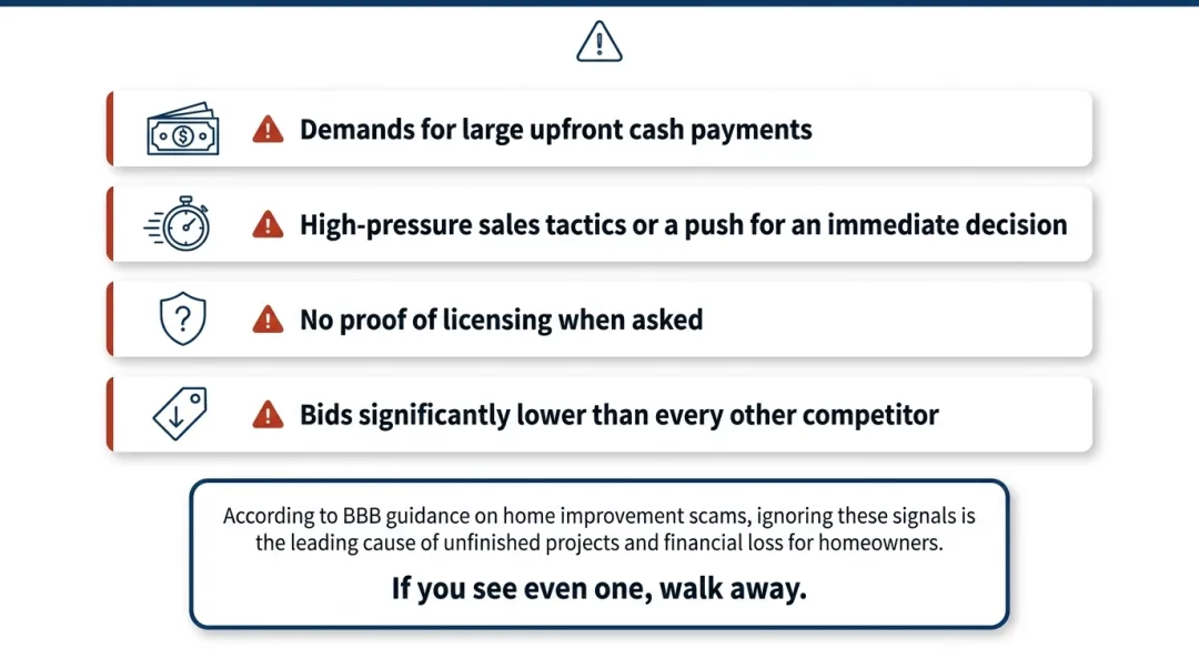Four red flag warning signs when hiring a general contractor
