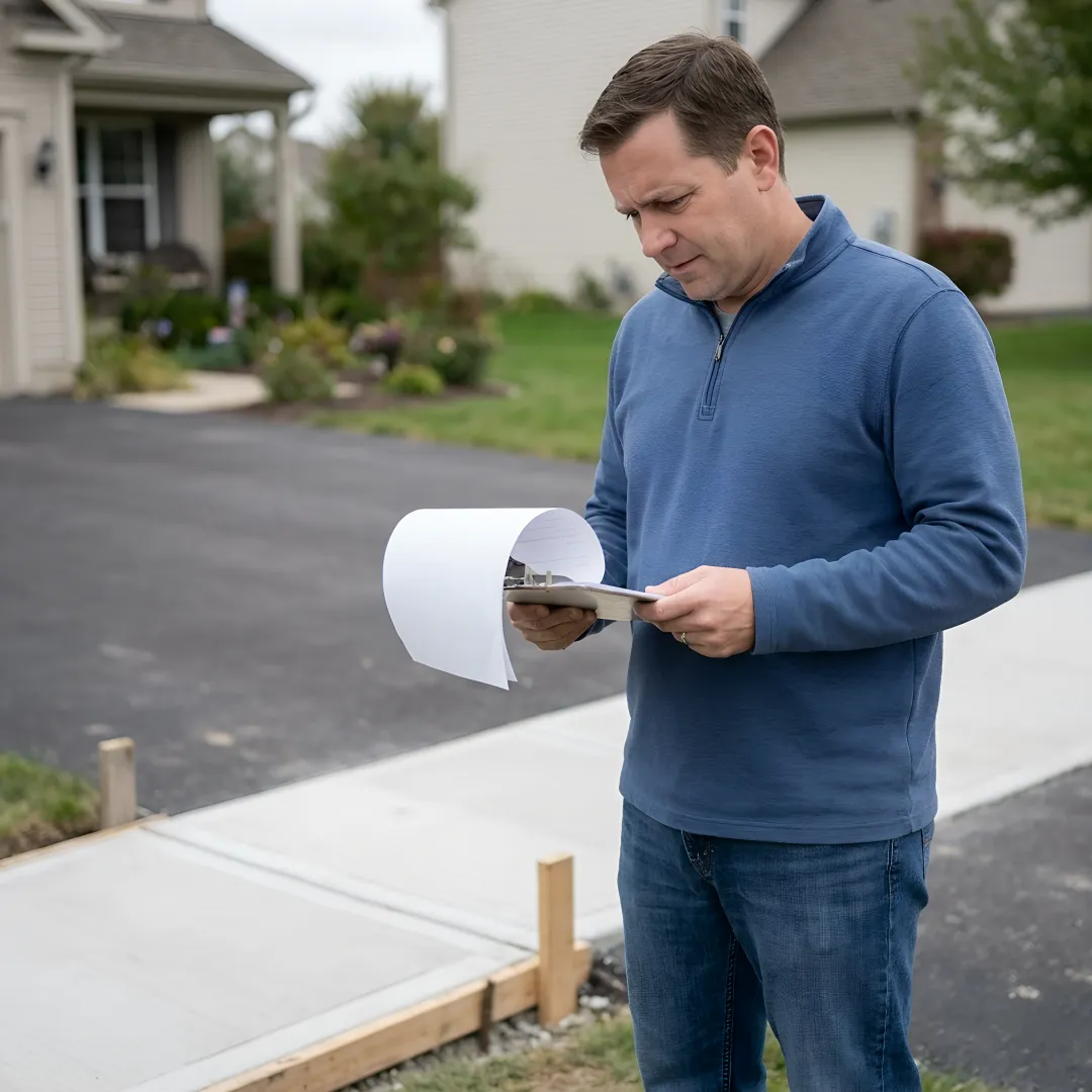 Property manager reviewing commercial paving estimates