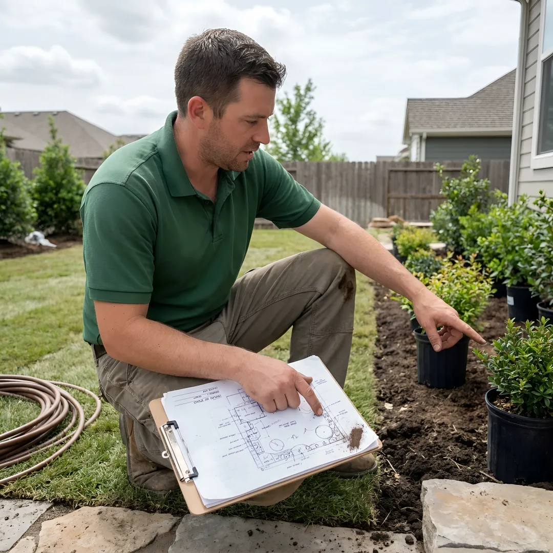 Contractor planning a residential landscaping project