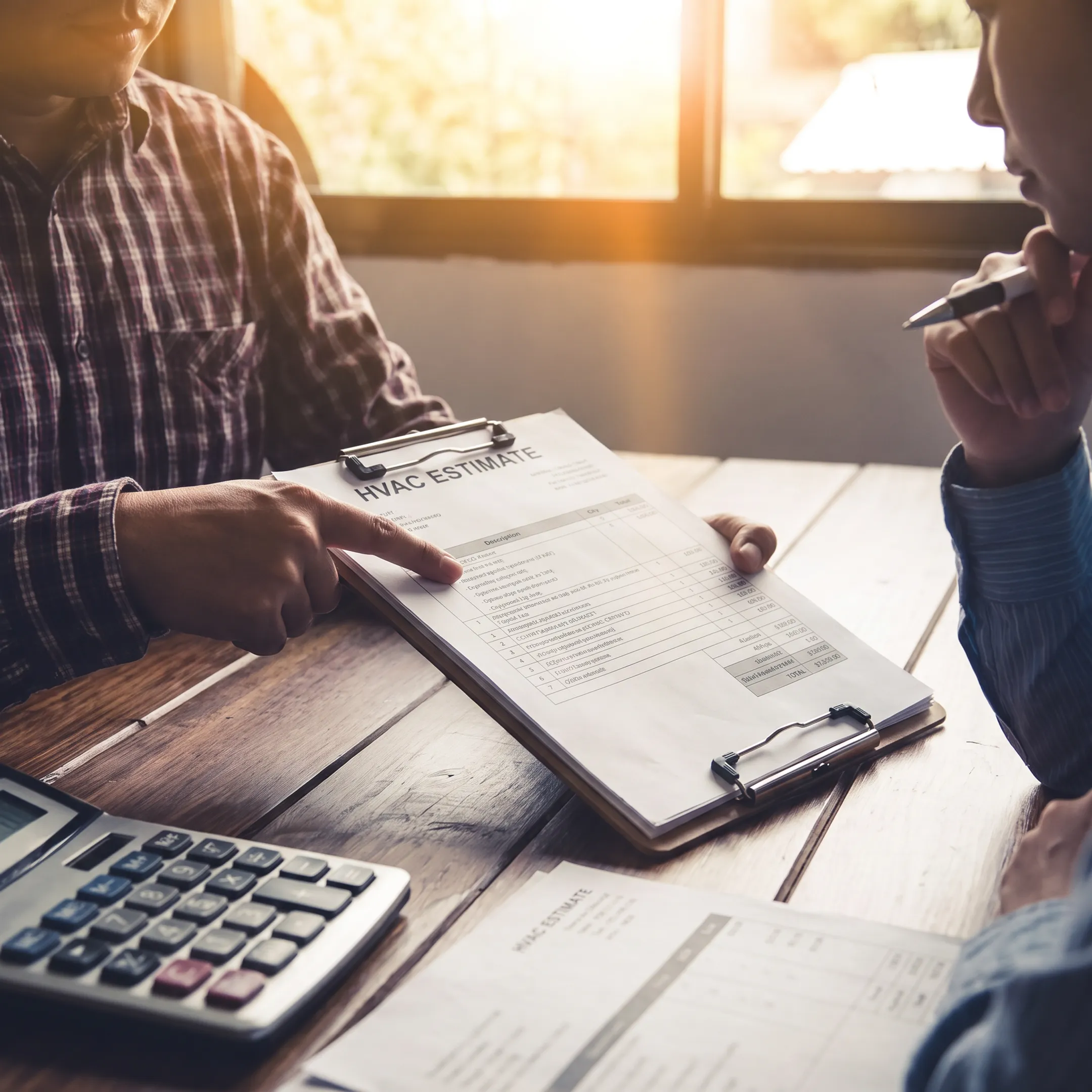 Homeowner reviewing HVAC contractor estimates