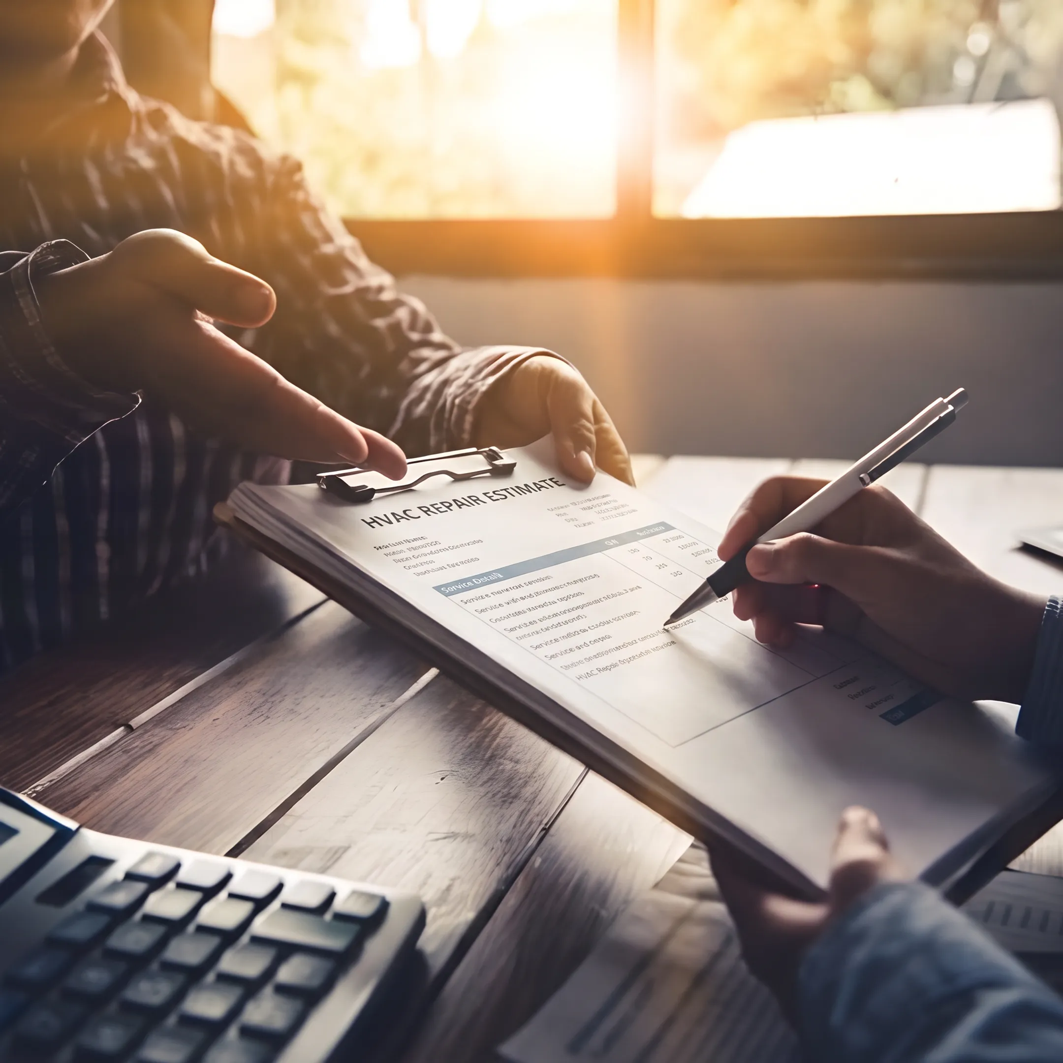 Homeowner reviewing HVAC repair estimates