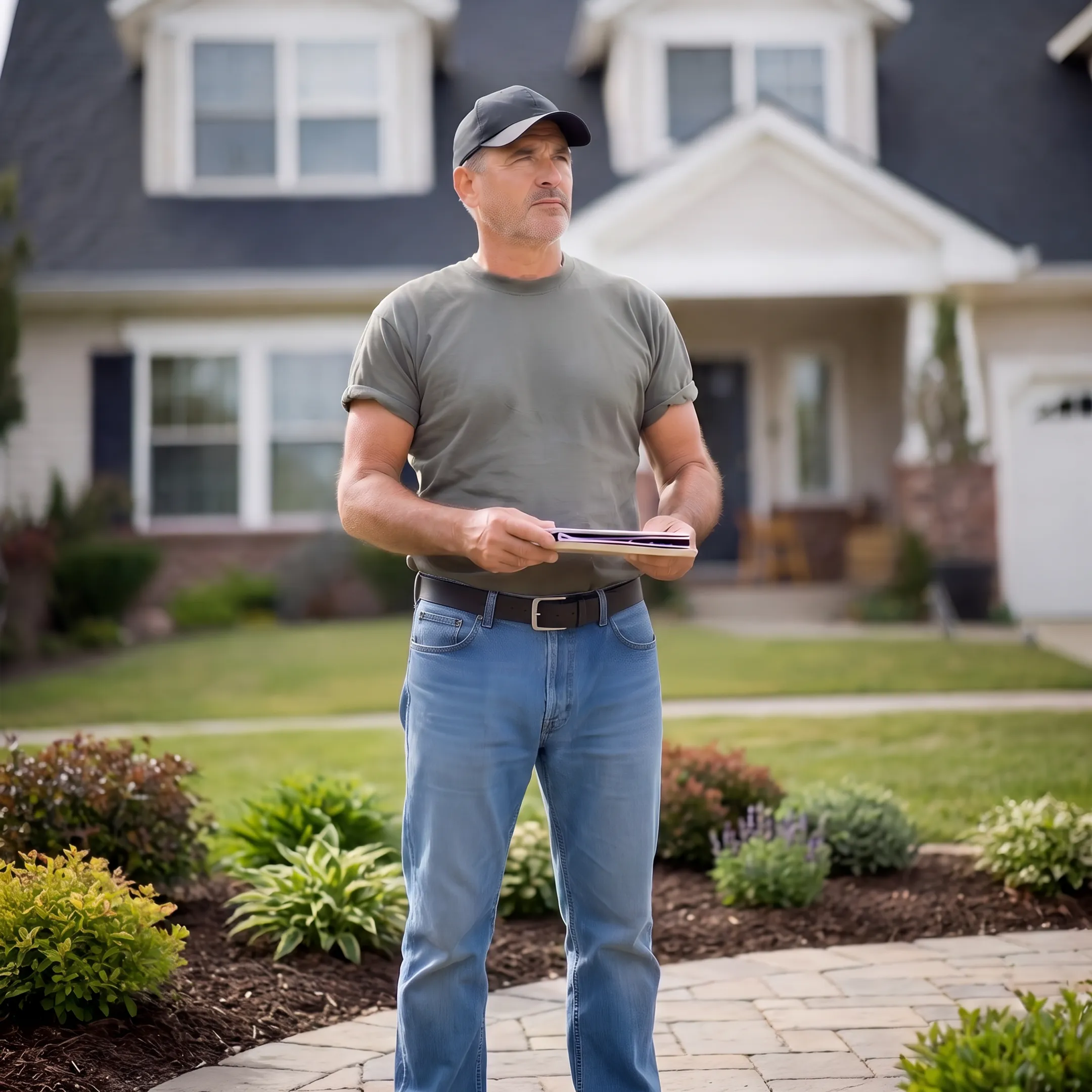 Landscaping professional planning a residential yard