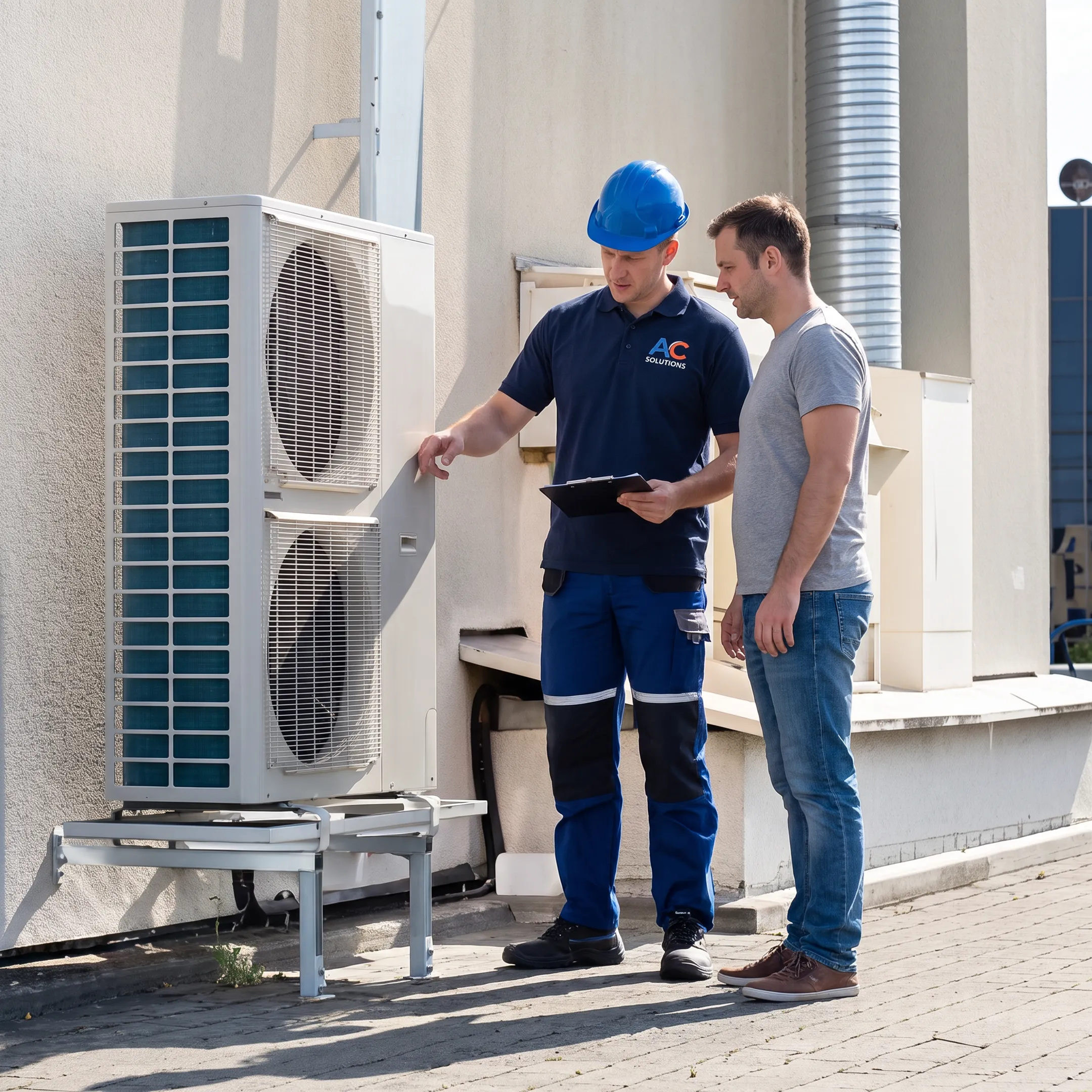 Homeowner discussing HVAC options with a contractor