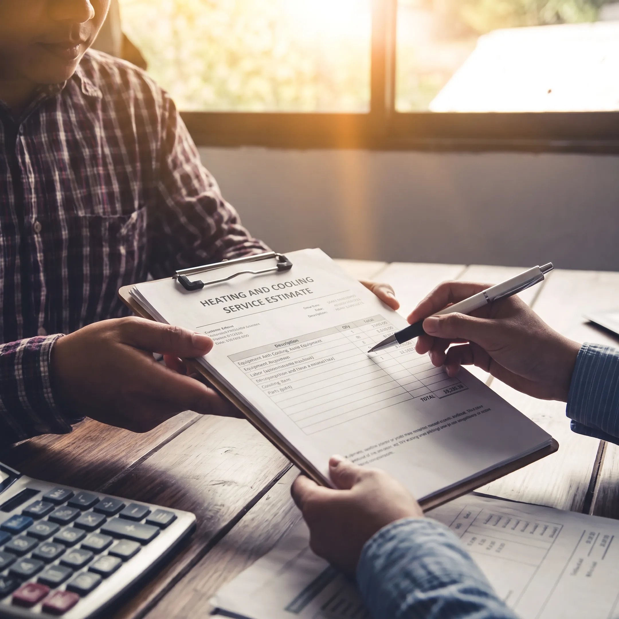 Homeowner comparing HVAC contractor estimates
