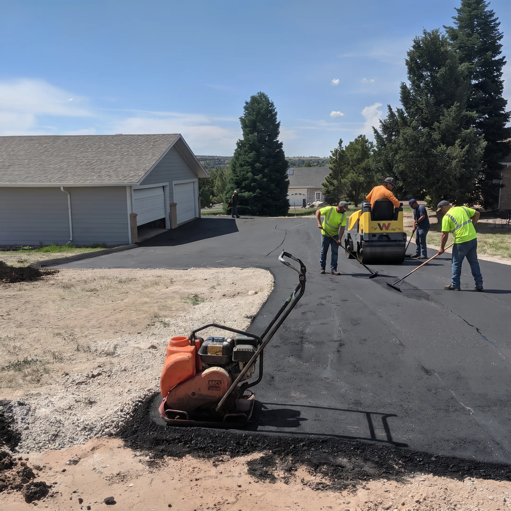 Fresh asphalt driveway paving in Austin