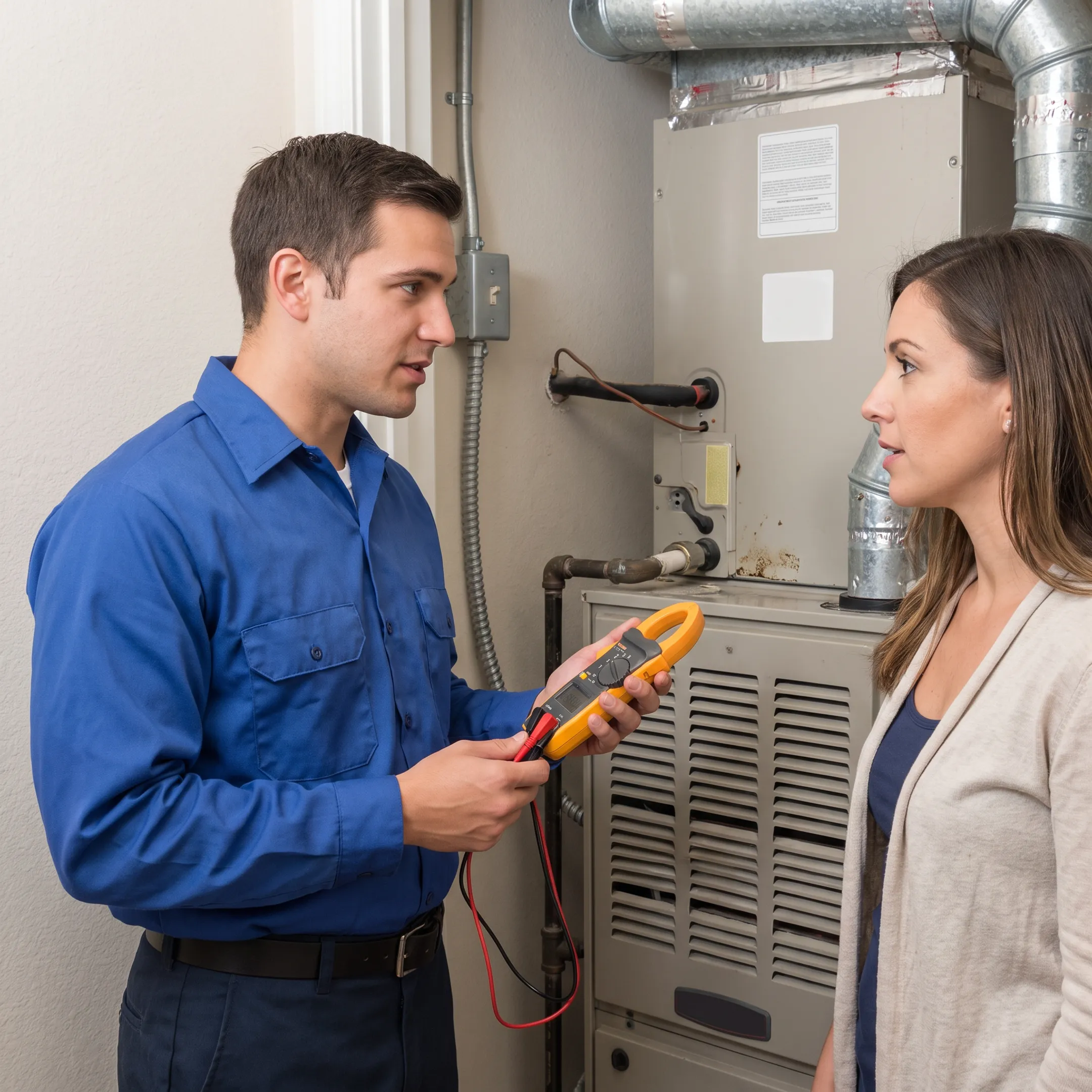 HVAC professional checking an air conditioning system