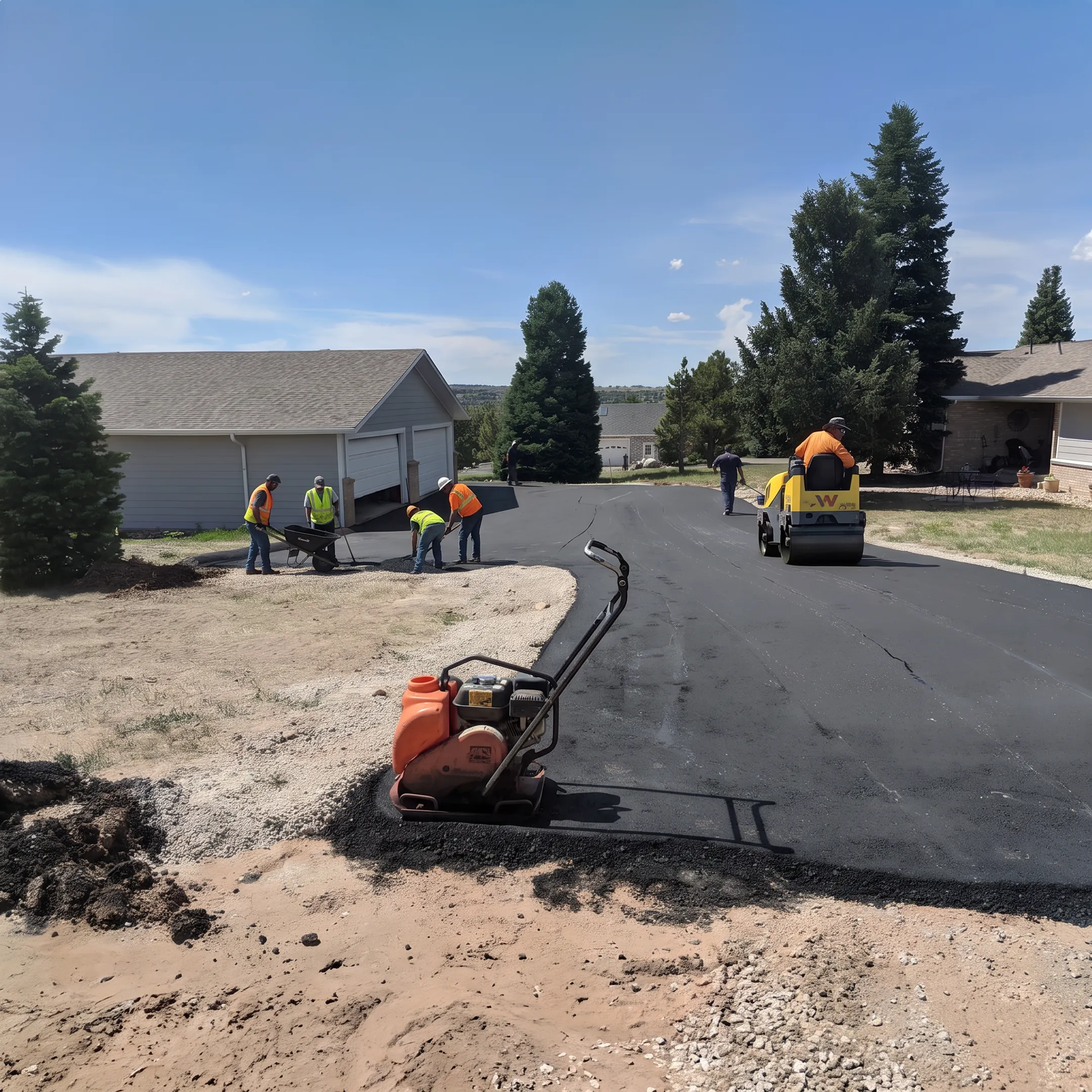 Asphalt paving contractor installing a smooth driveway in Austin