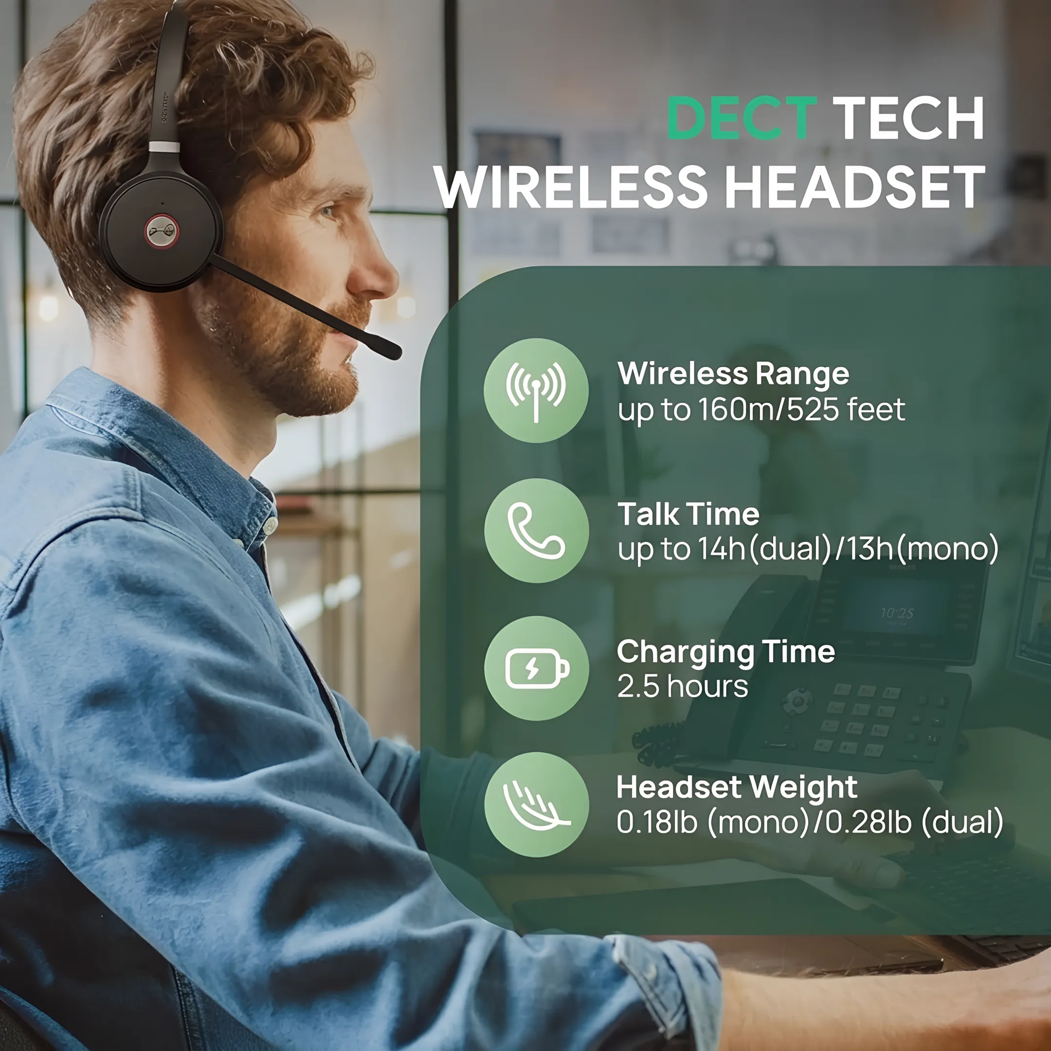Telecom specialist reviewing headset options with a business customer