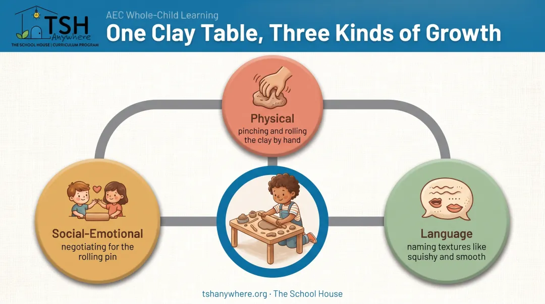 One clay activity supporting physical social-emotional and language domains simultaneously