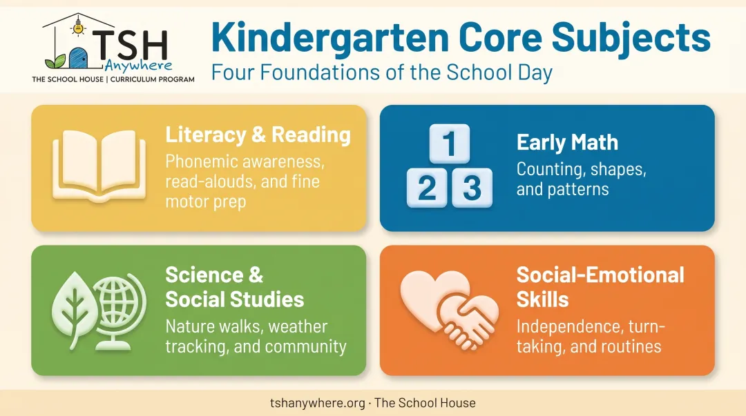 4 core kindergarten subject areas for homeschool curriculum planning