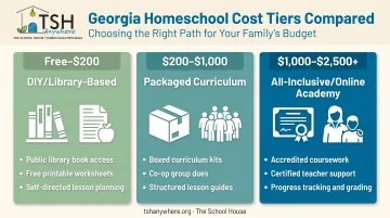 Three-tier Georgia homeschool cost comparison from free to premium