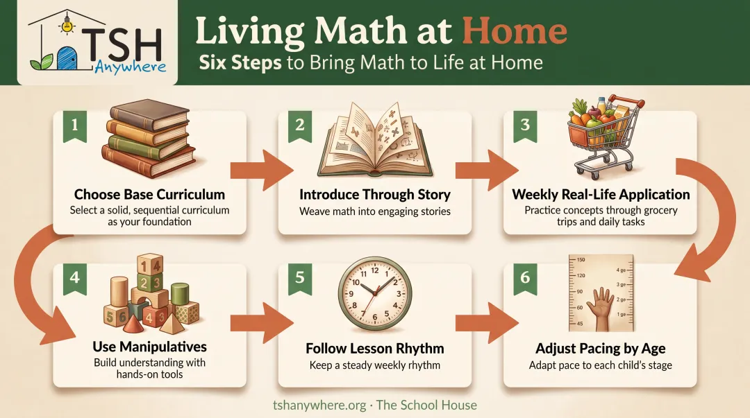 6-step process for implementing living math in a homeschool routine