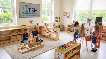 The School House classroom featuring child-driven play-based learning stations