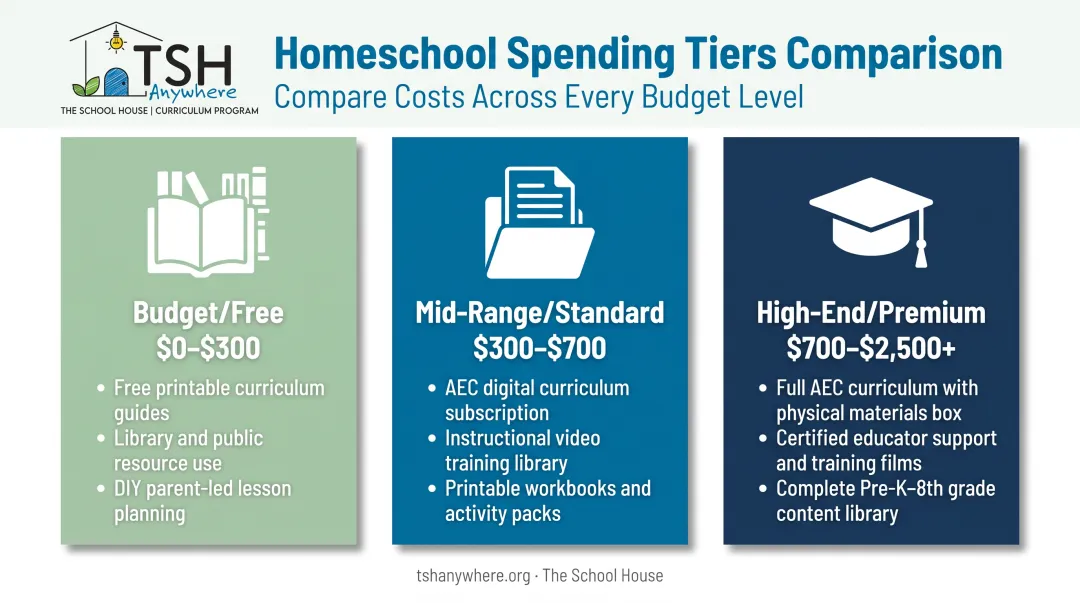 Three-tier North Carolina homeschool cost comparison budget to premium