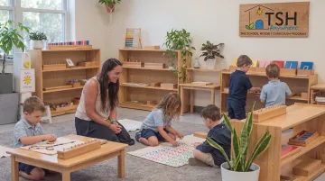 The School House Montessori-influenced classroom with engaged learners