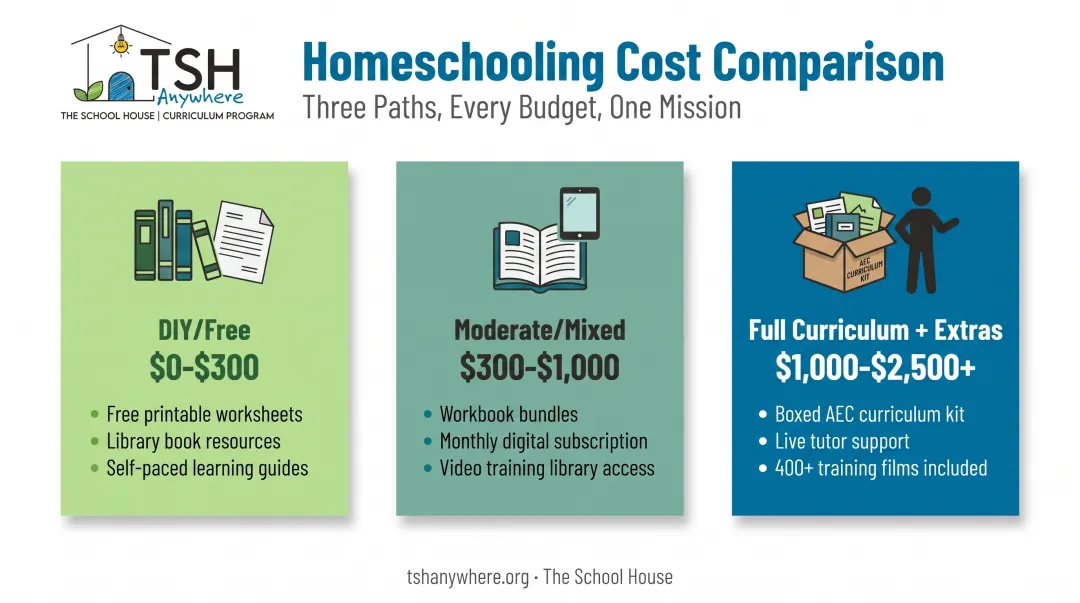 Three-tier Ontario homeschooling cost comparison from DIY to full curriculum