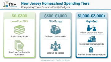 Three-tier NJ homeschooling cost comparison chart with price ranges