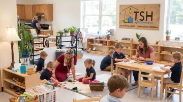 Shared homeschool pod classroom setting for multiple families