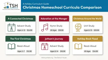 Comparison of six Christmas homeschool curriculum options by format and price