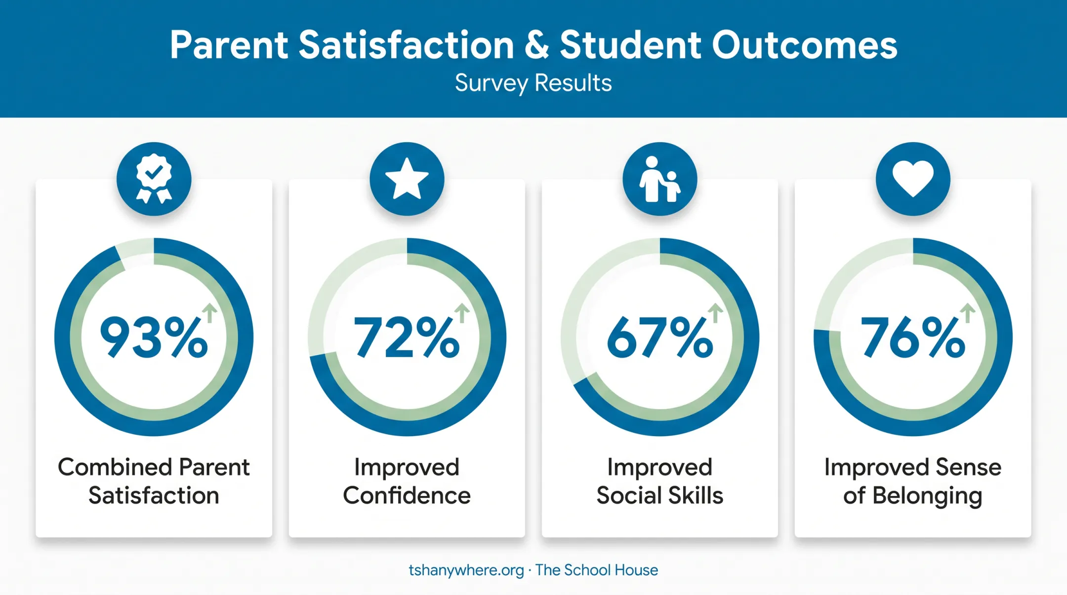 Microschool parent satisfaction and student improvement statistics data visualization