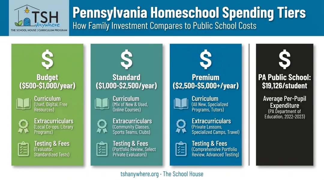 Three-tier Pennsylvania homeschool cost comparison versus public school spending